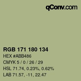 Color code: RGB 171 180 134 | qconv.com