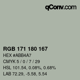 颜色代码: RGB 171 180 167 | qconv.com