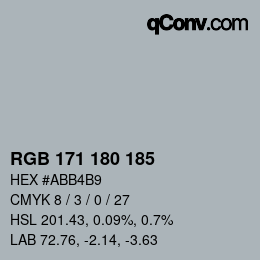 Color code: RGB 171 180 185 | qconv.com