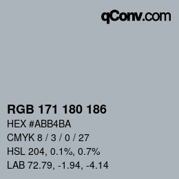 Color code: RGB 171 180 186 | qconv.com