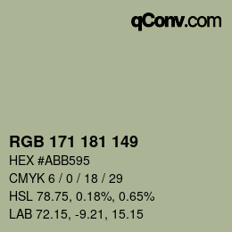 Color code: RGB 171 181 149 | qconv.com