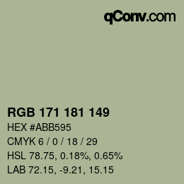 Color code: RGB 171 181 149 | qconv.com