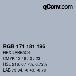 Color code: RGB 171 181 196 | qconv.com