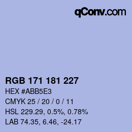 Farbcode: RGB 171 181 227 | qconv.com