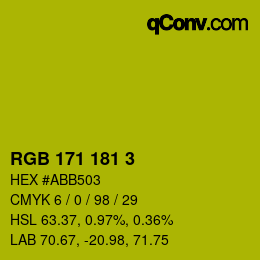 Color code: RGB 171 181 3 | qconv.com
