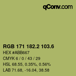 カラーコード: RGB 171 182.2 103.6 | qconv.com