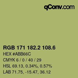 カラーコード: RGB 171 182.2 108.6 | qconv.com
