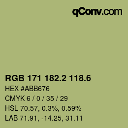 カラーコード: RGB 171 182.2 118.6 | qconv.com