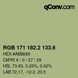 カラーコード: RGB 171 182.2 133.6 | qconv.com