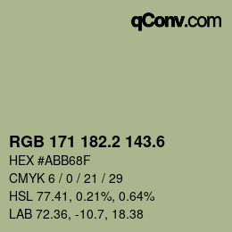 カラーコード: RGB 171 182.2 143.6 | qconv.com