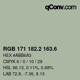 カラーコード: RGB 171 182.2 163.6 | qconv.com