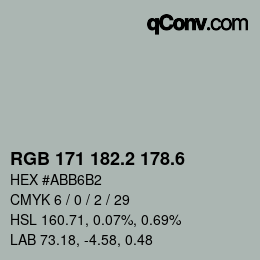 カラーコード: RGB 171 182.2 178.6 | qconv.com