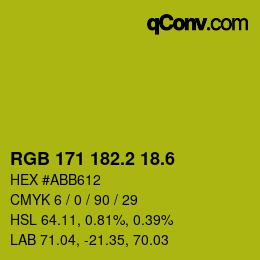 カラーコード: RGB 171 182.2 18.6 | qconv.com