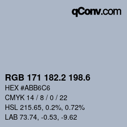 カラーコード: RGB 171 182.2 198.6 | qconv.com