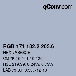 カラーコード: RGB 171 182.2 203.6 | qconv.com