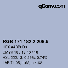 カラーコード: RGB 171 182.2 208.6 | qconv.com