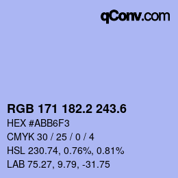 カラーコード: RGB 171 182.2 243.6 | qconv.com
