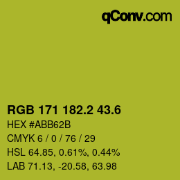 カラーコード: RGB 171 182.2 43.6 | qconv.com