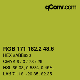 カラーコード: RGB 171 182.2 48.6 | qconv.com