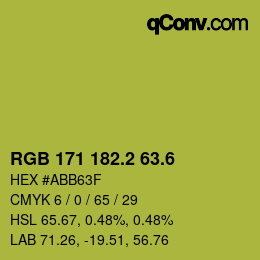 カラーコード: RGB 171 182.2 63.6 | qconv.com