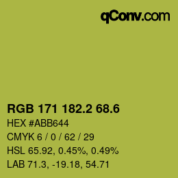 カラーコード: RGB 171 182.2 68.6 | qconv.com