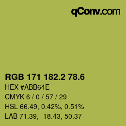 カラーコード: RGB 171 182.2 78.6 | qconv.com