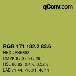 カラーコード: RGB 171 182.2 83.6 | qconv.com