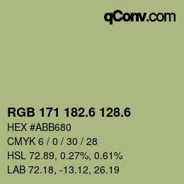 カラーコード: RGB 171 182.6 128.6 | qconv.com