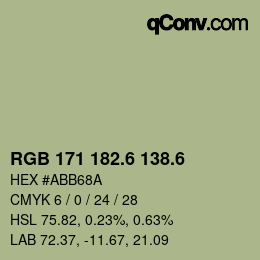 カラーコード: RGB 171 182.6 138.6 | qconv.com
