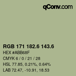 カラーコード: RGB 171 182.6 143.6 | qconv.com