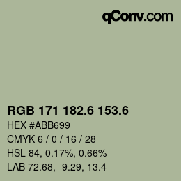 カラーコード: RGB 171 182.6 153.6 | qconv.com