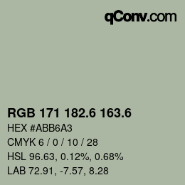 カラーコード: RGB 171 182.6 163.6 | qconv.com