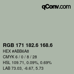 カラーコード: RGB 171 182.6 168.6 | qconv.com