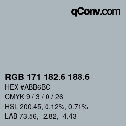 カラーコード: RGB 171 182.6 188.6 | qconv.com