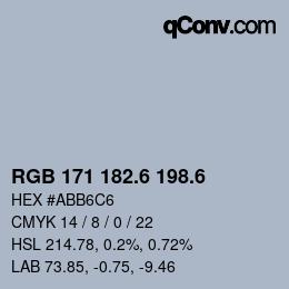 カラーコード: RGB 171 182.6 198.6 | qconv.com