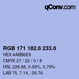 カラーコード: RGB 171 182.6 233.6 | qconv.com