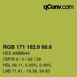 カラーコード: RGB 171 182.6 68.6 | qconv.com