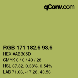 カラーコード: RGB 171 182.6 93.6 | qconv.com