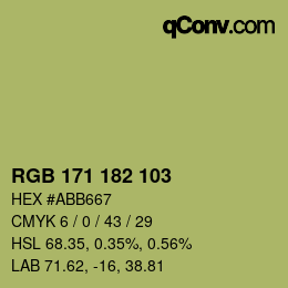 カラーコード: RGB 171 182 103 | qconv.com