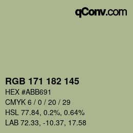 Farbcode: RGB 171 182 145 | qconv.com