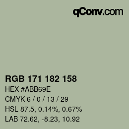 Color code: RGB 171 182 158 | qconv.com