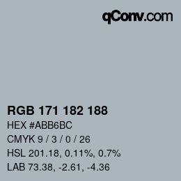 Code couleur: RGB 171 182 188 | qconv.com