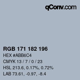 Código de color: RGB 171 182 196 | qconv.com