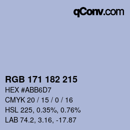 Color code: RGB 171 182 215 | qconv.com