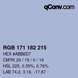 カラーコード: RGB 171 182 215 | qconv.com