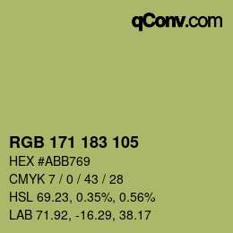 颜色代码: RGB 171 183 105 | qconv.com