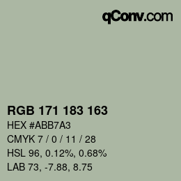 Color code: RGB 171 183 163 | qconv.com