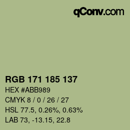 Código de color: RGB 171 185 137 | qconv.com