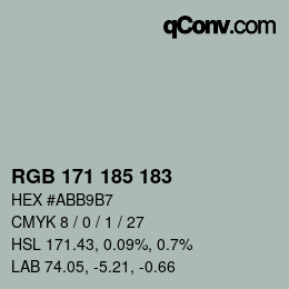 Color code: RGB 171 185 183 | qconv.com