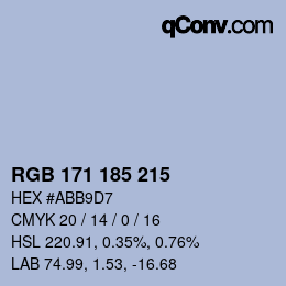 カラーコード: RGB 171 185 215 | qconv.com